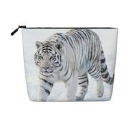 Tiger Snow Walk - Bolsa de maquillaje de lino sintético, ligera para viaje
