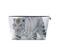 Tiger Snow Walk - Bolsa de maquillaje de piel impermeable para viaje