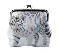 Tiger Snow Walk - Monedero de piel con cierre de beso para mujer