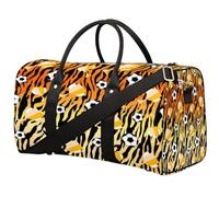 Tiger Soccer Trophy - Bolsa de viaje para mujeres, hombres, niñas y niños, estampado de tigre, bolsas de fin de semana, bolsas de noche de 22.7 L, bolsa de equipaje de cabina para deportes, gimnasio,