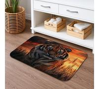 Tiger Sunset - Tapete de baño de secado rápido, absorbente y antideslizante, diseño de animales salvajes, tapete decorativo de franela lavable para baño, inodoro, baño, 16 x 24 pulgadas