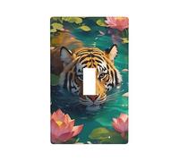 Tiger Swimming in The Water - Cubierta decorativa para interruptor de luz de un solo interruptor, placa de pared para cocina, granja, dormitorio, baño, decoración artística