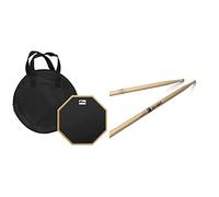 TIGER TDA4-10, almohadilla de práctica para batería de 10%22 (25,4cm) con bolsa de transporte - Montaje en escritorio o soporte & Pro Mark TX5AW - 5A Wood Tip Drumsticks, Natural