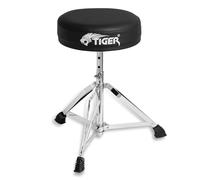 Tiger Trono de tambor ajustable para principiantes, altura 39-52 cm, 5 ajustes de altura, asiento acolchado de 27,5 cm, patas antideslizantes, diseño plegable con parte superior extraíble - Negro