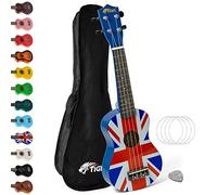 Tiger UKE10-UK - Ukelele soprano para principiantes con funda, diseño de bandera británica