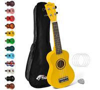Tiger UKE7 Ukelele soprano para principiantes, incluye funda, púa de fieltro, juego de cuerdas de repuesto,ahora equipado con cuerdas Aquila, Amarillo