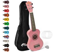 Tiger UKE7 Ukelele soprano para principiantes, incluye funda, púa de fieltro, juego de cuerdas de repuesto , ahora equipado con cuerdas Aquila, Rosa