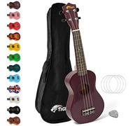 Tiger UKE7Ukelele soprano para principiantes, incluye estuche, púa de fieltro, juego de cuerdas de repuesto, ahora equipado con cuerdas Aquila, Morado