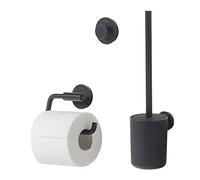 Tiger Urban Juego de accesorios de aseo - Escobilla de baño con soporte - Portarrollos sin tapa - Gancho de toalla - Negro