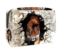 Tiger Walk from Destroyed - Neceser de pared para mujer, bolsa de aseo de viaje, bolsa grande de PVC para maquillaje, práctica bolsa organizadora con cremallera, multicolor, 18.5x7.5x13cm/7.3x3x5.1in,