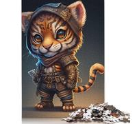 Tiger Warrior Chibi Rompecabezas Imposible,desafío for Adults Entretenimiento Creativo 1000 Piezas Obra De Arte De Juego De para Adultos, Regalos A Partir De 14 Años 500pcs (52x38cm)