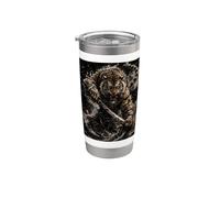 Tiger Warrior Ink Shadow Fantasy Vaso térmico de acero inoxidable de doble pared