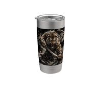 Tiger Warrior Ink Shadow Fantasy Vaso térmico de acero inoxidable de doble pared