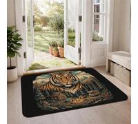 Tiger Wilderness Adventure - Alfombra de área ilustrativa de 2 x 3 pies | Paisaje de cabaña en el bosque, expedición de campamento, estética entusiasta al aire libre, espíritu aventurero