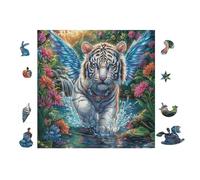 Tiger with Angel Wings in Flower Bosque Puzzle 100 Piezas Cartón Grueso para Coleccionistas Ocio Creativo En Casa Calmar La Mente Pieza Colección Más Vendido 28x28cm