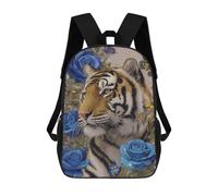Tiger with Blue Roses Mosaic Art Mochila Escolar, Mochila Informal, Mochila De Día, Mochila Escolar, Mochila De Trabajo, Mochila De Viaje Para Adolescentes, Niñas, Niños, Mujeres Y Hombres 17inch