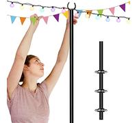 Tigerden Poste de luz de cadena de 10 pies para valla de cubierta, poste de luz para cadena de luces al aire libre, perfecto para jardín, patio trasero y soporte de iluminación para fiestas, bodas