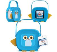 tigermedia Tigerbox Mini Kalli Kauz - Caja de Audio para niños con limitación de Volumen, estéreo, Rueda de Ajuste, Conector Jack, Funda de Transporte, Color Azul, Incluye 4 semanas de Acceso
