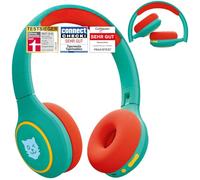 tigermedia tigerbuddies - Auriculares infantiles con Bluetooth, ajuste ajustable y almohadillas suaves, con limitación de volumen, conector jack y Bluetooth, 8 horas inalámbricos, color verde y