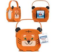 tigermedia Tiggi Tiger - Kit de iniciación para niños con limitación de Volumen, estéreo, Rueda de Ajuste, Conector Jack, Funda de Transporte, Color Naranja, Incluye 4 semanas de Acceso tigertones
