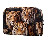 Tigers and Cub - Neceser para mujer, neceser de viaje, bolsa organizadora de maquillaje grande con cremallera, multicolor, 18.5x7.5x13cm/7.3x3x5.1in, Neceser