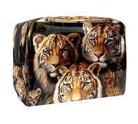 Tigers and Cub - Neceser para mujer, neceser de viaje, de PVC, organizador de maquillaje con cremallera, multicolor, 18.5x7.5x13cm/7.3x3x5.1in, Neceser