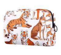 Tigers and Fox - Neceser para mujer, neceser de viaje, bolsa organizadora de maquillaje grande con cremallera, multicolor, 18.5x7.5x13cm/7.3x3x5.1in, Neceser