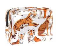 Tigers and Fox - Neceser para mujer, neceser de viaje, de PVC, organizador de maquillaje con cremallera, multicolor, 18.5x7.5x13cm/7.3x3x5.1in, Neceser