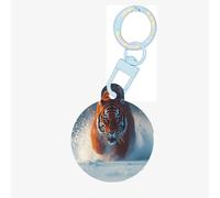 Tigers in Hunting - Etiqueta redonda para mascotas, etiquetas personalizadas para mascotas, material acrílico duradero, ideal para perros pequeños a grandes
