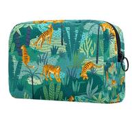 Tigers in The Jungle - Neceser para mujer, neceser de viaje, bolsa organizadora de maquillaje grande con cremallera, multicolor, 18.5x7.5x13cm/7.3x3x5.1in, Neceser