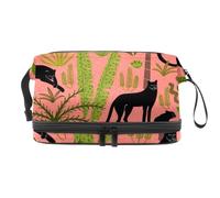 Tigers in The Tropical Leaves Jungle - Neceser de doble capa para mujeres y niñas, neceser de viaje, bolsa organizadora de maquillaje con compartimento para brochas, multicolor, 27x15x14