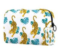 Tigers in The Tropical Leaves - Neceser de viaje para mujer, bolsa organizadora de maquillaje grande con cremallera, multicolor, 18.5x7.5x13cm/7.3x3x5.1in, Neceser