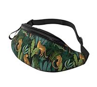 Tigers Leopard In Jungle Palm Tree Leaf Casual Fanny Riñonera para Hombres Mujeres Cinturón Ajustable Riñonera para Viajar Senderismo Ciclismo Correr Festival Rave