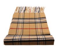 TigerTie - bufanda de diseño en beige camel marrón rojo negro antracita a cuadros - Cashmink
