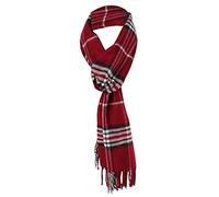 TigerTie - bufanda de diseño enburdeos rojo blanco gris negro a cuadros - Cashmink