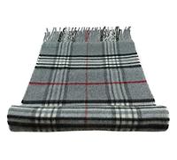 TigerTie - Bufanda de diseño fino a cuadros con estampado - Tejido Cashmink - Fabricado en Alemania, Gris Gris Blanco Gris Oscuro Negro Rojo, Schalgröße: ca. Länge 180 cm x 30 cm