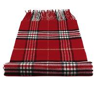 TigerTie - Bufanda de diseño fino a cuadros con estampado - Tejido Cashmink - Fabricado en Alemania, Rojo Rojo Sangre Gris Negro Gris Blanco, Schalgröße: ca. Länge 180 cm x 30 cm