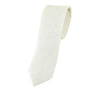 TigerTie - Corbata estrecha de diseño en monocolor liso - 100% lino - Ancho de la corbata 5,5 cm, blanco crema, Krawattengröße: ca. Länge 150 cm, Breite 5,5 cm
