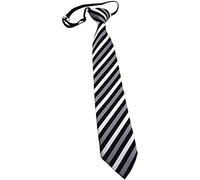 TigerTie - Los lazos de seguridad Seguridad - plata gris negro rayas - Pre-atado con elásticos