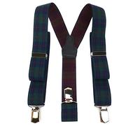 TigerTie Tirantes unisex en forma de Y con 3 clips extra fuertes, color a cuadros, ancho 35 mm, Verde Rojo Azul Oscuro, bis zu einer Körpergröße von 2 m