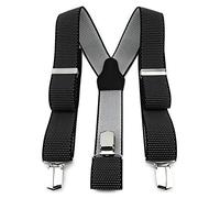 TigerTie - Tirantes unisex en forma de Y con 3 clips extra fuertes - Color en puntos, ancho 35 mm plateado/negro Talla única