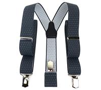 TigerTie Tirantes unisex en forma de Y con 3 clips extrafuertes - Color con lunares - Ancho 35 mm Antracita, gris, plateado. Talla única