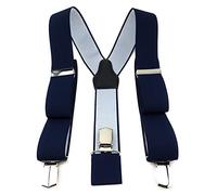 TigerTie Tirantes unisex en forma de Y con 3 clips extrafuertes, color monocolor, ancho 35 mm. Azul marino. Talla única