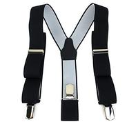 TigerTie Tirantes unisex en forma de Y con 3 clips extrafuertes, color monocolor, ancho 35 mm. Negro Talla única