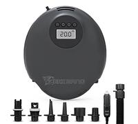 TIGERXBANG Bomba de tabla de paletas de alta presión de 20 PSI con pantalla digital LCD portátil, bomba de aire eléctrica para inflables, conector de coche de 12V DC, función de apagado automático