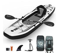 TIGERXBANG Kayak Inflable de 10.2'x35'x8' con Asiento extraíble, Juego de Kayak Sup Incluye Bomba de Mano/Remo de Aluminio/Mochila, para Pesca, excursiones, Negro, SNBOAT001