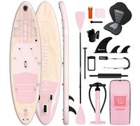 TIGERXBANG Tabla Paddle Surf Hinchable con Asiento, 335x86x15cm Stand Up Paddle Board para Adultos/niños, Kit Completo de Surf ISUP para 2+1 Personas/Familia, Rosa