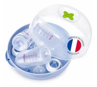 Tigex - Esterilizador de vapor para microondas 4 min 2 en 1 (esterilización + escurridor) sin BPA, seguro con bloqueo y mantención hasta 24 h para biberones y tetinas