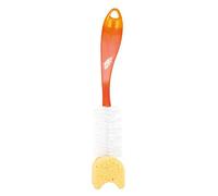 Tigex Pasador 2 en 1 Flexible con Esponja, Cepillo para biberones y tetina, Naranja