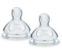 Tigex Transition+ Chupete para biberón | Chupetes anticólicos de silicona de cuello ancho | 0-6 meses | Juego de 2